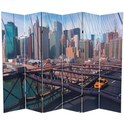 6 ft. Tall Double Sided NY Taxi Room Divider Screen (6 Panels)